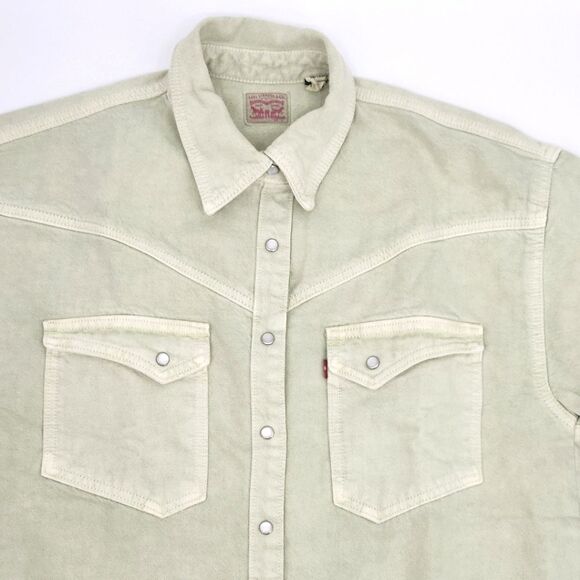 Levi's Dorsey XL  Denim Jean Shirt Western Relaxed Fit Small Meadow Mist Green - Picture 2 of 9